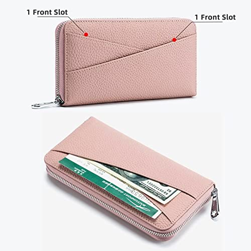 Women's Wallet Genuine Leather RFID Blocking Credit Card Case Elegant Clutch Purse Travel Phone Wallet with ID Window, Black, One Size4