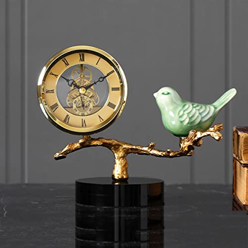 Reloj de mesa de lujo vintage y cerámica con esfera de latón para casa 7