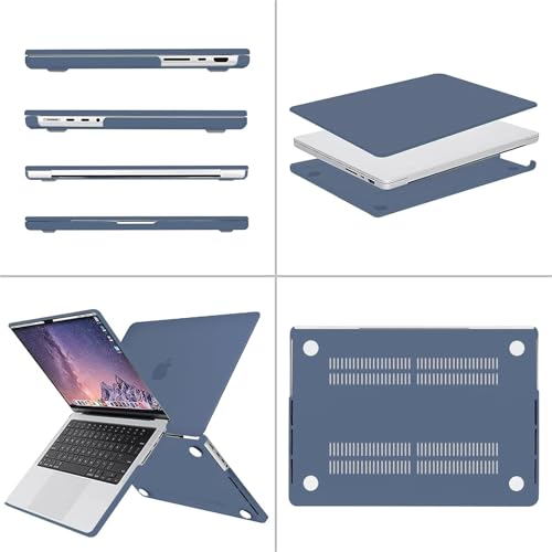 Image of MOSISO Compatible with MacBook Pro 14 inch Case 2025 2024 2023 2022 2021 M5 M4 M3 M2 M1 A3434 A3112 A3185 A3401 A2918 A2992 A2779 A2442, Hard Shell&Keyboard Cover&Screen Film&Pouch,Steel Blue