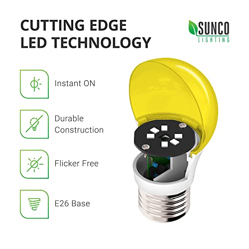 Sunco Lighting A15_BUG-8W-2K-6PK Sunco Led Bug Light Bulbs Outdoor A15 Yellow Bug Repellent Porch Light 8W Dimmable 2000K Amber Glow thumb #6