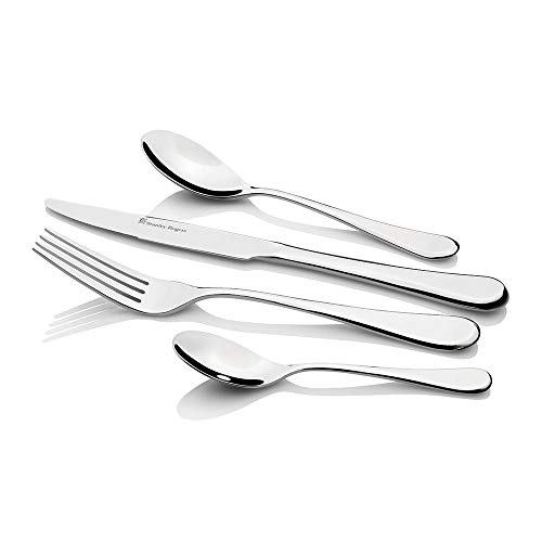 Stanley Rogers Besteckset 24tlg. Chelsea, hochwertiges Tafelbesteck für 6 Personen, 6 edle Messer, Gabeln, Suppen- & Teelöffel in Premium-Geschenkbox verpackt (Farbe: Silber), Menge: 1 x 24er Set Cover