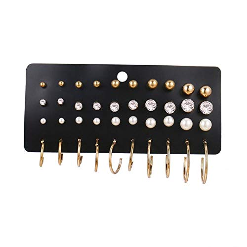 XBSLJ Brincos conjunto de brincos para mulher brincos com coração de cristal geométrico brincos de pérolas-LNI1162-1