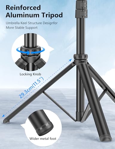 180 CM Tripode para Movil, Selfie Stick & Trípode Cámara con Control Remoto Desmontable & Soporte de Teléfono, Profesional Estable Aluminiocon Trípode, Tripode de Viaje Compatible con iPhone/Android - imagen 2