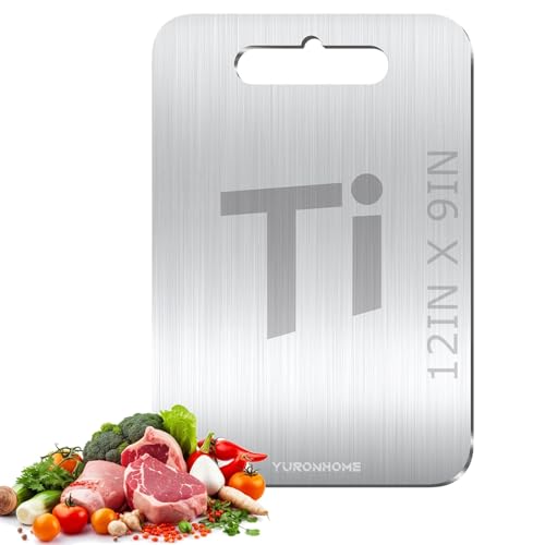 Tabla de cortar YuronHome modelo YZB rectangular de titanio 30.48 cm x 22.86 cm con mango