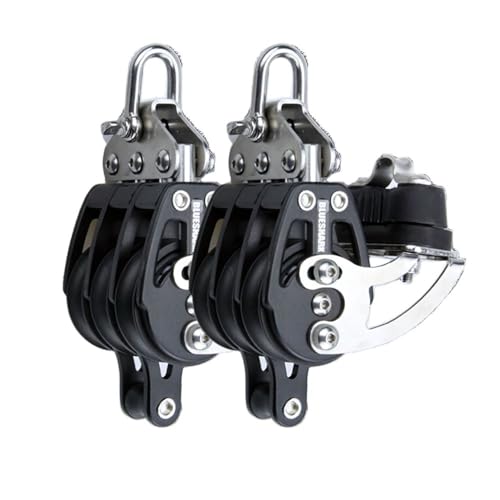Blue Shark 2262-38 mm Fixed Triple Adjustable Cam Becket Aluminum Sailing Block - Max Line: 3/8” (10 mm), Safe Working Load (SWL): 1700 lbs, Breaking Load: 3700 lbs (2-Pack)