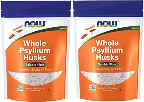 NOW Foods Psyllium Husks Whole, 16 Oz (Pack of 2)