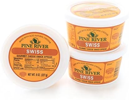 Pine River Cheese Spreads 3-Pack | (3) 8 oz Tubs | SHELF-STABLE Gourmet Wisconsin Pub Cheese Spread (Swiss)