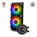 MSI MAG CORELIQUID E240 AIO CPU Liquid Cooler - Enlarged Copper Cold Plate, ARGB Blockhead & FDB Fans, Dual-Chamber Water Block, Split-Flow Radiator, Mystic Light Supported - AMD & Intel Compatible