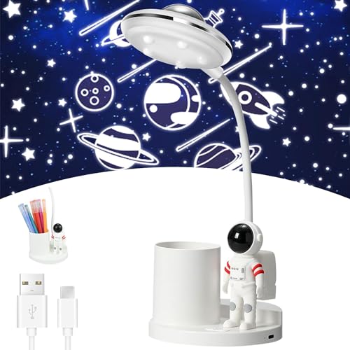 2-in-1 Stifthalter&Kinder Schreibtischlampe, Beamer Schreibtischlampe, LED...