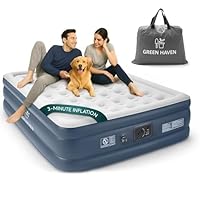 Green Haven Single Blow Up Mattress - Waterproof Single Airbed Inflatable Mattress Quick Inflating Air Bed For Adults And Kids