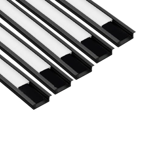 18x6mm Recessed Concealed Aluminium LED Channel System (1 Meter Length) | V-Flange Flush Mount Profile with Milky Diffuser Cover, Mounting Clips & End Caps (Pack of 5)-image-37