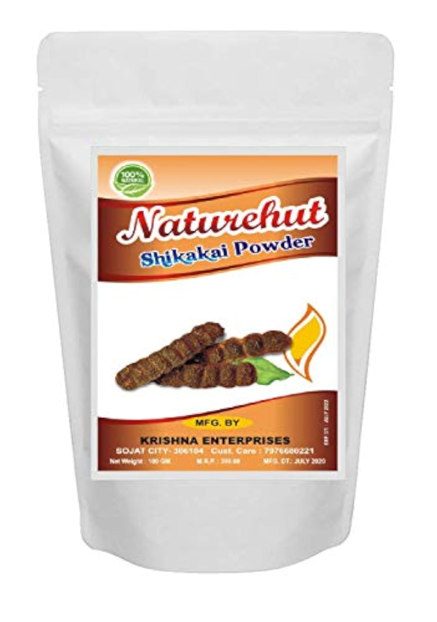 100% Natural Shikakai Powder for Hair Pack, 100 g
