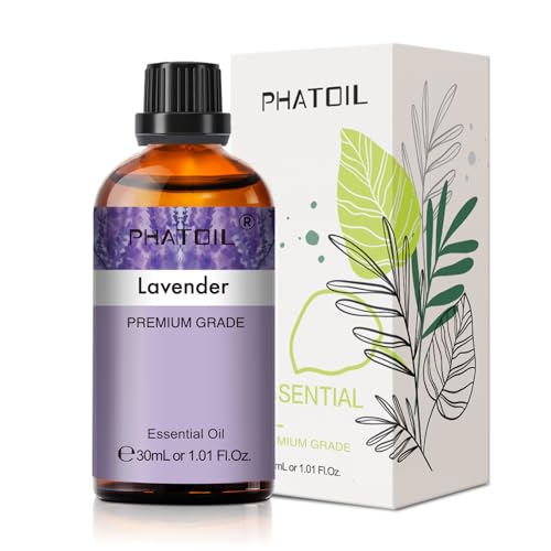 PHATOIL Aceite Esencial Lavanda 30ml, Aceites Esenciales Naturales Puros para Humidificador, Aceite de Lavanda para Difusor Aromaterapia Velas