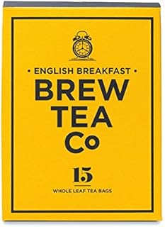 Brew Tea Co English Breakfast Whole Leaf Tea Bags, Pack of 15
