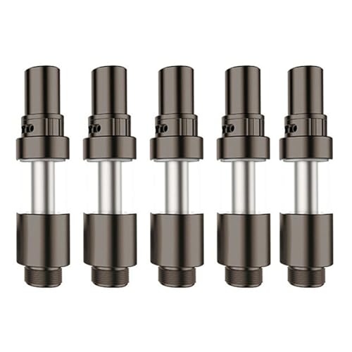 5 Pcs E-Cig Atomizer, 510-Thread Cartridges, 0.5 ml Ceramic Coil Tank, Refillable CBD Atomizer, Top Fill Compatible with All the Standard 510 Thread Connectors, No Nicotine