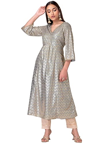 Image of Indya Women's Polyester Regular Fit Casual Kurta