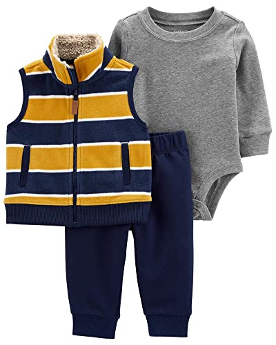 Carter's Baby Boy Vest and Pant Sets (stripe/Navy/Yellow/Grey, 3 Months)