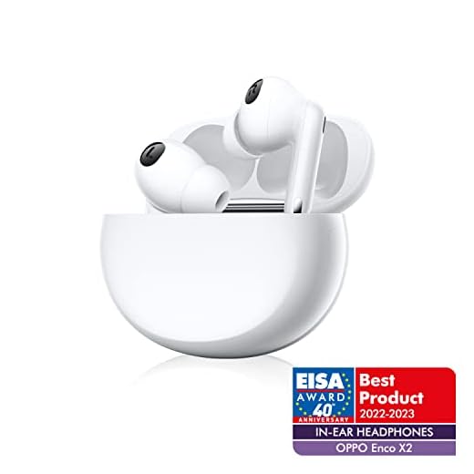 OPPO Enco X2 - Auricolari Bluetooth senza fili con auricolari semiintraurali, suono Stereofonico Simultaneo - Riduzione del rumore attivo, batteria ricaricabile - Cassa compressa, colore: Bianco