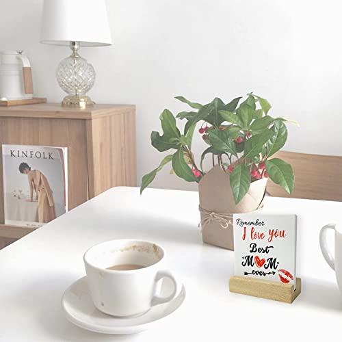 Tucocoo For Mom Desk Decor Remember I Love You Best Mom Ever Table Signs Decorative Desk Sign Centerpiece Desk Office Decor Table Plaque With Wooden Stand Mom Sign Mothers Birthday Gift #TOP2