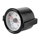 FÁCIL DE LEER: la esfera blanca con luz LED azul y puntero rojo claro permite una lectura fácil, incluso en la oscuridad.,Medidor Turbo Boost