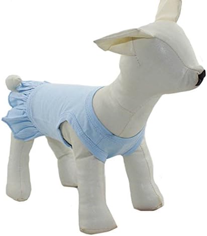 Pet Clothes Small Dog Clothing Blank Color Sport Dress T-Shirts Tee Dresses Tanks Top for Small Size Female Dogs Summer Spring Pet Costumes 100% Cotton (L, Light-Blue)