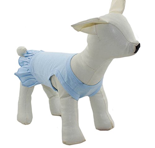 Pet Clothes Small Dog Clothing Blank Color Sport Dress T-Shirts Tee Dresses Tanks Top For Small Size Female Dogs Summer Spring Pet Costumes 100% Cotton (L, Light-Blue) #TOP27