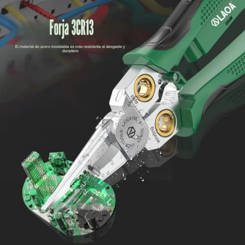Miniatura 9 de Laoa Stripperse De Alambre Con Función De Medición De Electricidad, Picadura De Decapado De Alambre 8 En 1 Para Cables De Corte Y Tiro, Tijeras De Cable Para Raspar Y Presionar Cables La324108