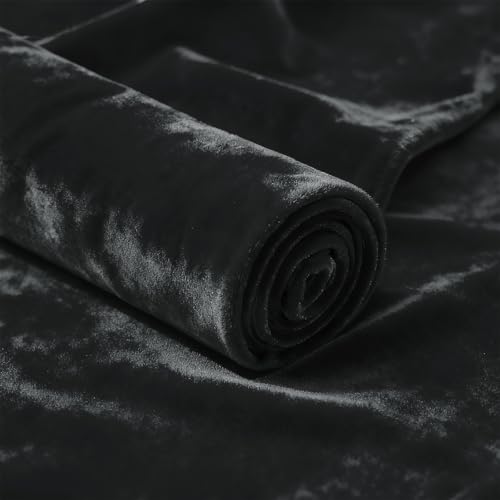 Q&J Fabric Co. Stretch Velvet Fabric by The Yard 60 Inch Wide x 1 Yard Soft Stretchy Spandex Cloth for Upholstery Sewing Costume & DIY Crafts Projects (Black)
