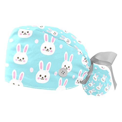 Bonnet de travail bohème (lot de 2) avec boutons et bandeau anti-transpiration vintage
