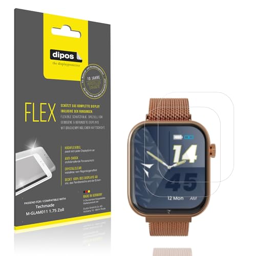 dipos I 2x Protector de Pantalla compatible con Techmade M-GLAM011 1.75 Zoll - cobertura 100% para pantalla I 3D Full Cover láminas protectoras