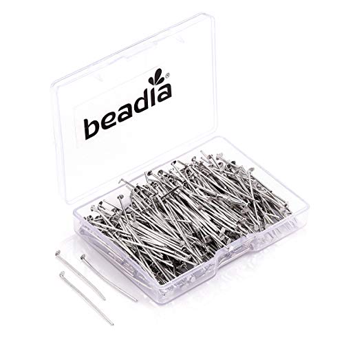 BEADIA Head Pins Platinum for DIY Jewelry Making 30mm 300pcs