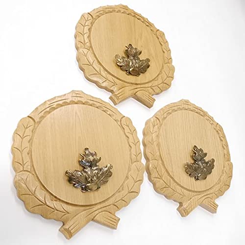 GTK Oferta 3 placas de cuña talladas de roble claro AF 19 cm con 3 hojas de roble, portada grande, tabla cuña, tabla de especias, cartel trofeo.