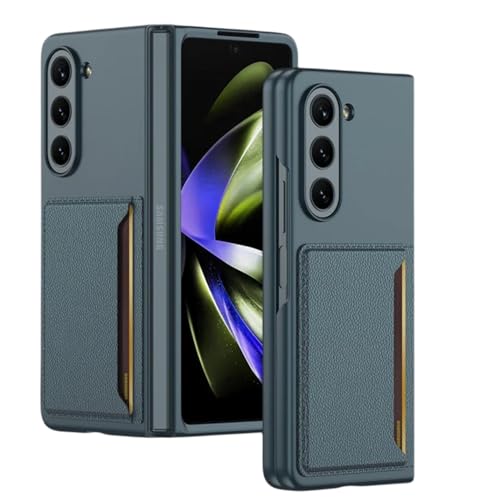 Étui en cuir pour Samsung Galaxy Z Fold 5 antichoc et porte-carte vert