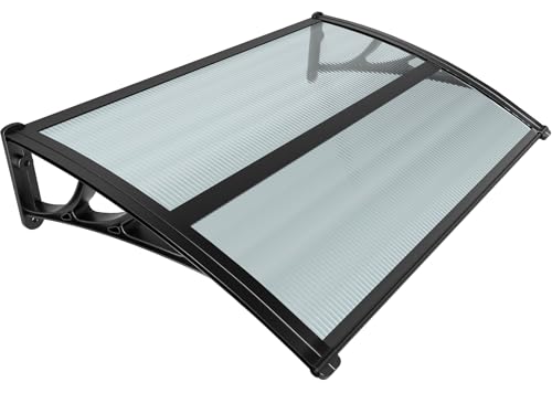 VOUNOT Vordach für Haustür 120 x 80 cm, Überdachung Haustür aus Aluminium und Polycarbonat, Pultbogenvordach, Pultvordach mit Mittelstange, Anthrazit VOUNOT Vordach für Haustür 120 x 80 cm, Überdachung Haustür aus Aluminium und Polycarbonat, Pultbogenvordach, Pultvordach mit Mittelstange, Anthrazit