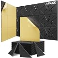 8 Pack Sound Proof Wall Panels with Self Adhesive, 12 x 12 x 0.47 in Soundproof Foam Acoustic Panels for Walls, Peel and Stick High Density Sound Wall Panel for Home Studio Office Decor-Black