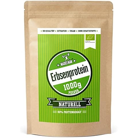 Bio Erbsenprotein Pulver - 1 KG - Erbsenmehl inkl. aller essentiellen Aminosäuren - Veganes Eiweisspulver mit 82% Protein - Unterstützt den Muskelaufbau Cover