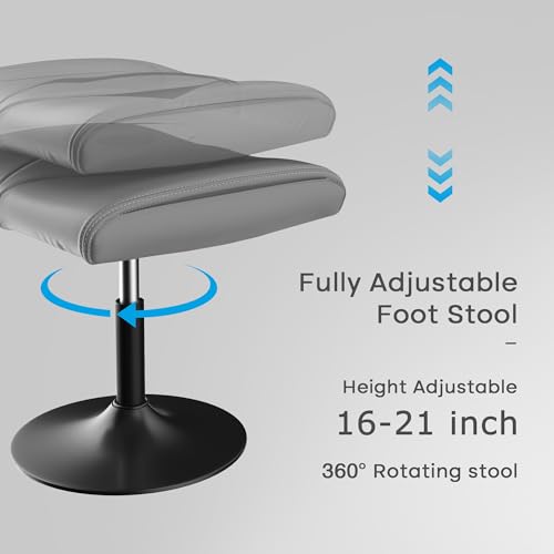 Image of VECELO Foot Rest Under Desk Ottoman, PU Height Adjustable Footrest with Comfort Padding, Leg Rest for Desk for Relieving Leg Pain, Stiffness, and etc, Gray