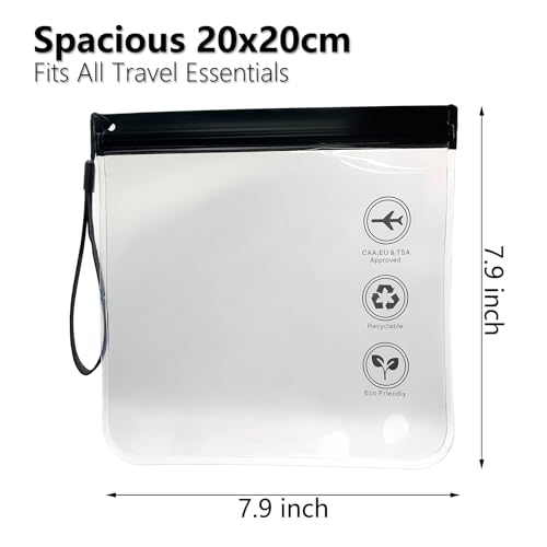 2 Pack TSA Approved Clear Toiletry Bags for Liquids, Reusable Quart Size Travel Bags, Waterproof & Leakproof Security Bags for EU UK US Airport Regulations2