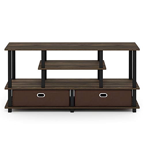 Image of Furinno JAYA Large Stand for up to 50-Inch TV, Columbia Walnut /Black /Dark Brown