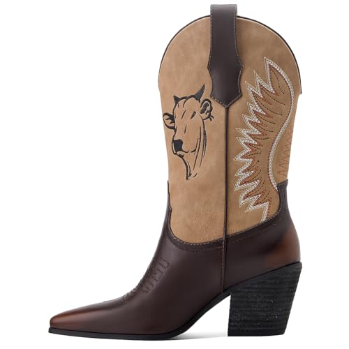 Save 76% on Women's Stylish Mid Calf Cowgirl Boots
