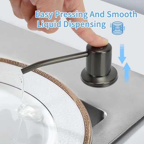 Tesrin Built In Soap Dispenser For Kitchen Sink Gunmetal Gray Dish Liquid Stainless Steel Countertop Soap Dispenser Pump With Bottle thumb #2