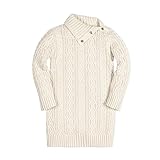 Hope & Henry Girls' Split Neck Turtleneck Cable Sweater Dress