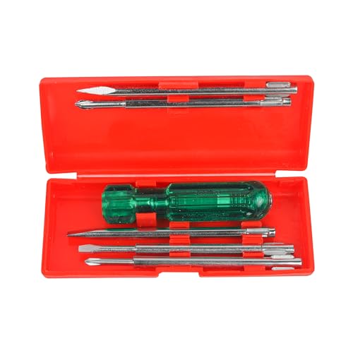 Image of SPARTAN BS-01 Eco 5-in-1 Pc Screw Driver Kit With 2 Flat Blades, 2 Phillips Head, 1 Round Poker Bar, Neon Bulb | Multi-purpose Tool Set (Green)