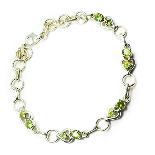 Bracelet d'amitié en péridot naturel et argent sterling vert