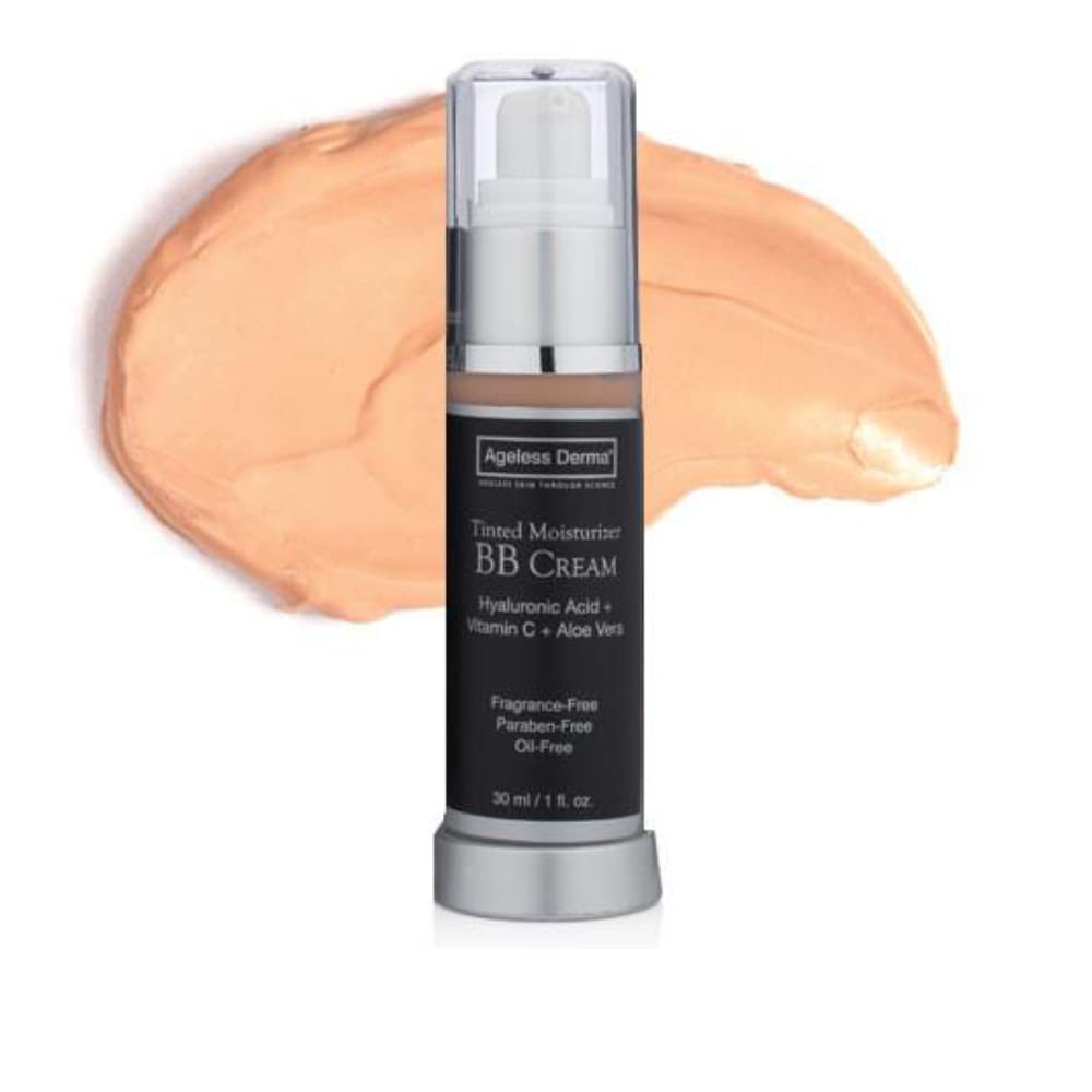 Ageless Derma BB Cream Tinted Moisturizer with Hyaluronic Acid and Vitamin C Light