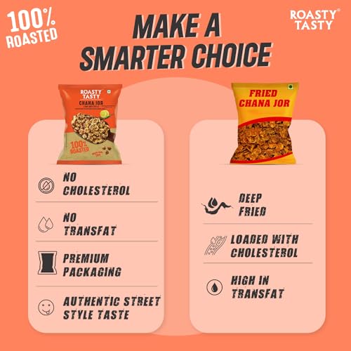 Roasty Tasty Roasted Chana Jor Lime & Chilli Whole Grain Indian Snacks- 200g |No MSG | Zero Cholesterol & Trans Fat | Diet Namkeen | Gluten Free | Ready-to-eat | High in protein | Export Quality | Healthy Snacks