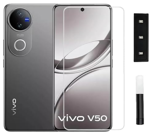 Image of PreCure Screen Protector For Vivo V50 UV Glass 3D Curved Edges Full Cover Tempered Screen Protector Full Glue Edge to Edge Coverage Glass for Vivo V50