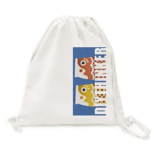Sac de voyage en toile à cordon avec motif poissons et drapeau japonais