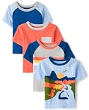 The Children's Place,And Toddler Boys Short Sleeve Fashion Top,Baby-Boys,Blue/Orange/Grey/Dino 4 Pack,18-24 Months