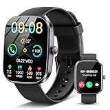Montre Connectée pour Homme Femme, 1.91' HD Smartwatch avec Appel Bluetooth, Podomètre Sommeil Cardiofréquencemètre, Montre Sport avec 110+ Sportifs, étanche IP68, Fitness pour Android iOS, Noir